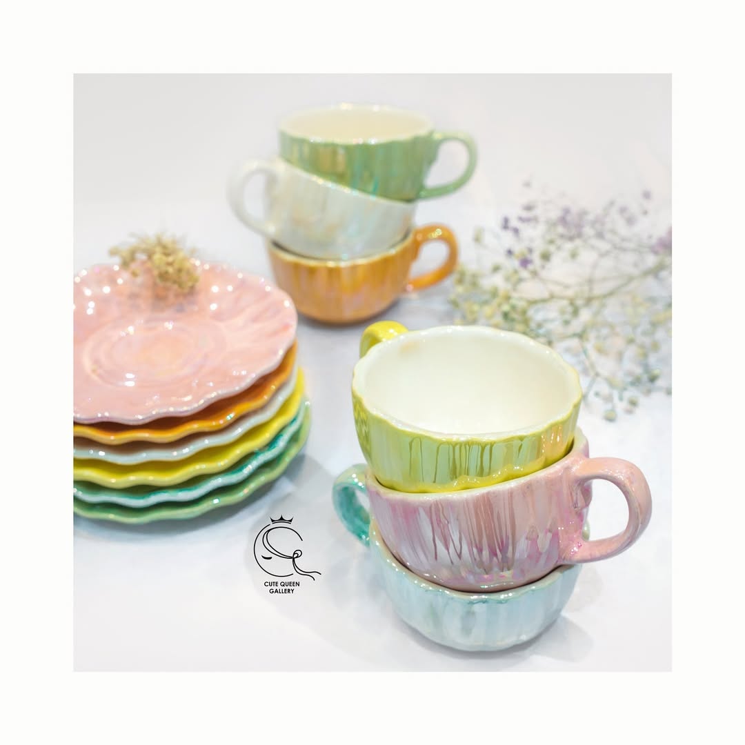 فنجان نعلبکی صدفی سرامیکی