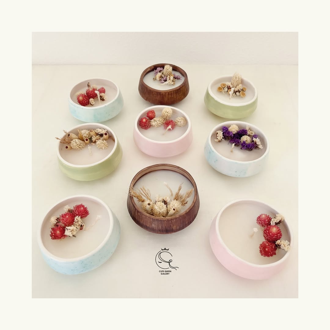 شمع کاسه ای گل خشک