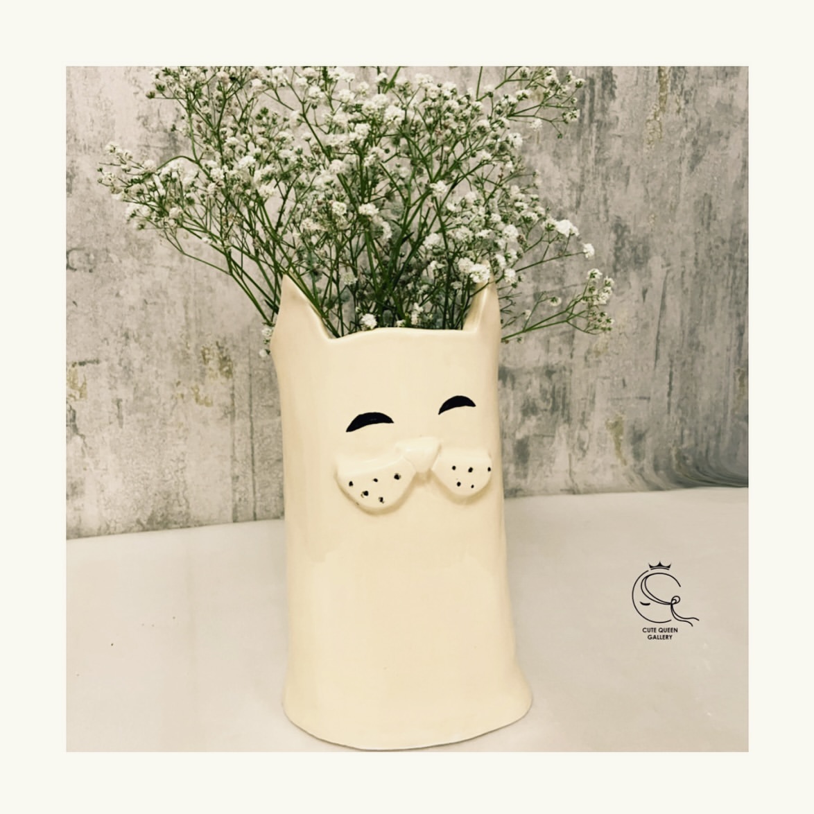گلدان سرامیکی دستساز طرح گربه